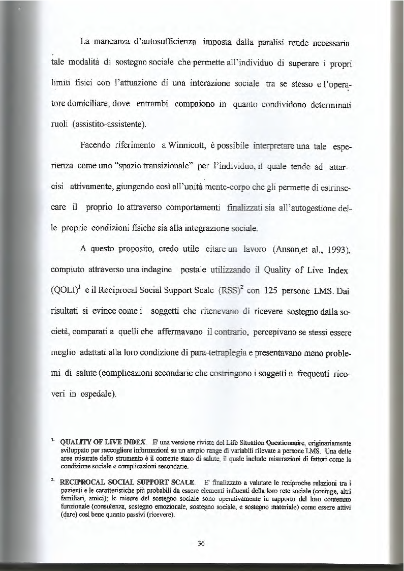 Estratto dalla tesi: La lesione al midollo cervicale: un approccio psicologico-riabilitativo