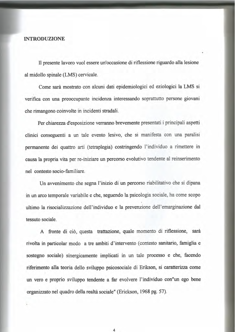Anteprima della tesi: La lesione al midollo cervicale: un approccio psicologico-riabilitativo, Pagina 3