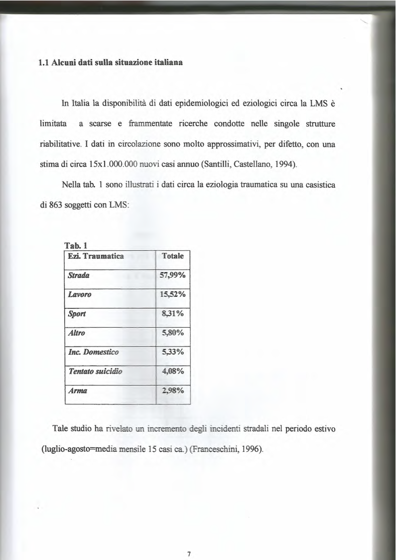 Anteprima della tesi: La lesione al midollo cervicale: un approccio psicologico-riabilitativo, Pagina 6