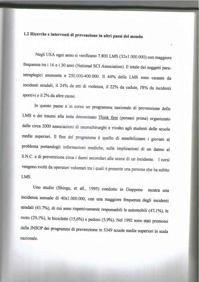 Anteprima della tesi: La lesione al midollo cervicale: un approccio psicologico-riabilitativo, Pagina 8