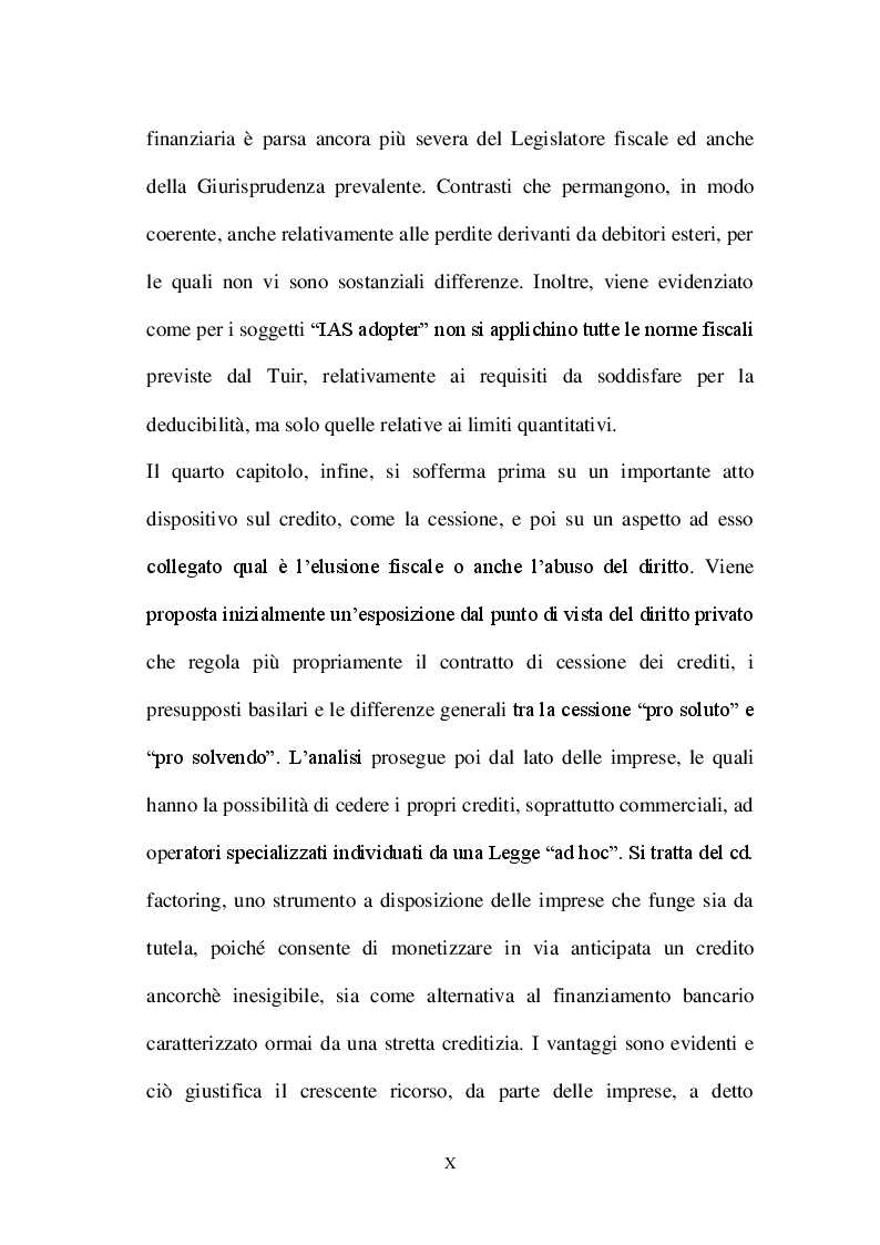 Anteprima della tesi: La valutazione dei crediti tra normativa civilistica e fiscale, Pagina 8