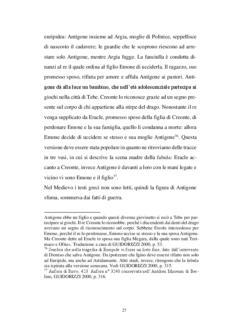 Estratto dalla tesi: Il personaggio di Antigone da Sofocle alla tragedia rinascimentale