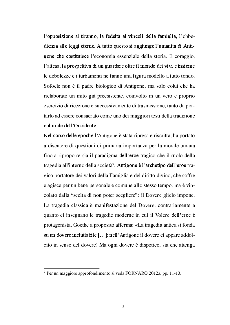 Anteprima della tesi: Il personaggio di Antigone da Sofocle alla tragedia rinascimentale, Pagina 4