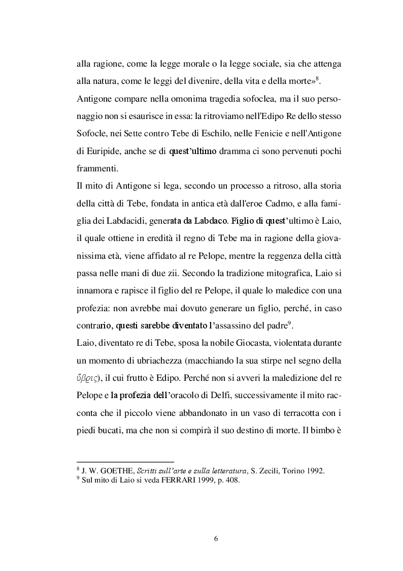 Anteprima della tesi: Il personaggio di Antigone da Sofocle alla tragedia rinascimentale, Pagina 5