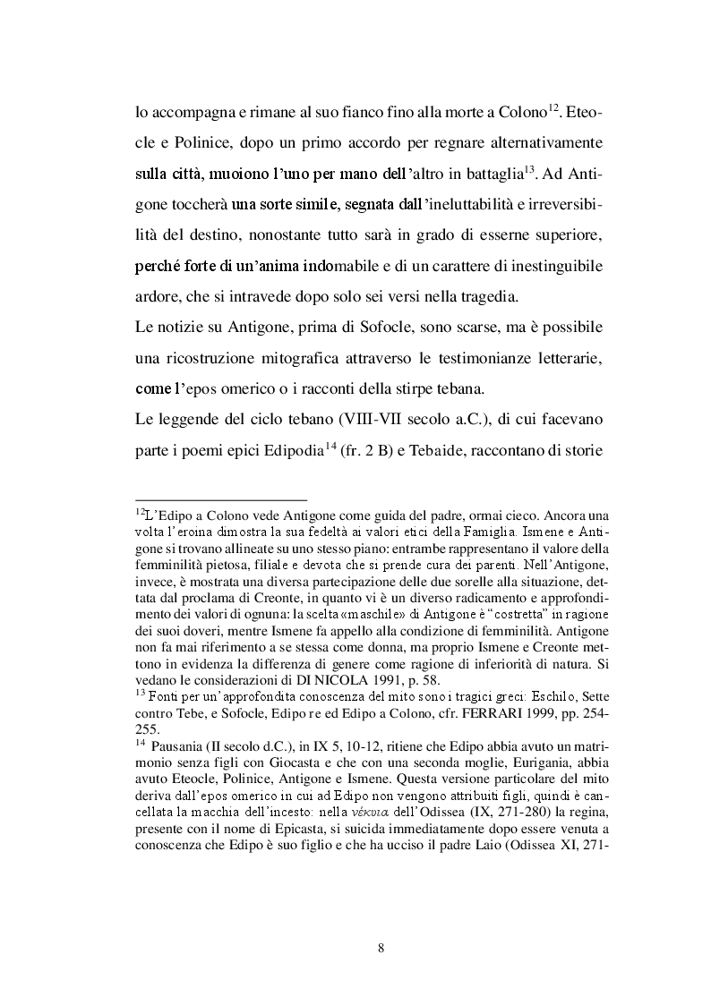 Anteprima della tesi: Il personaggio di Antigone da Sofocle alla tragedia rinascimentale, Pagina 7