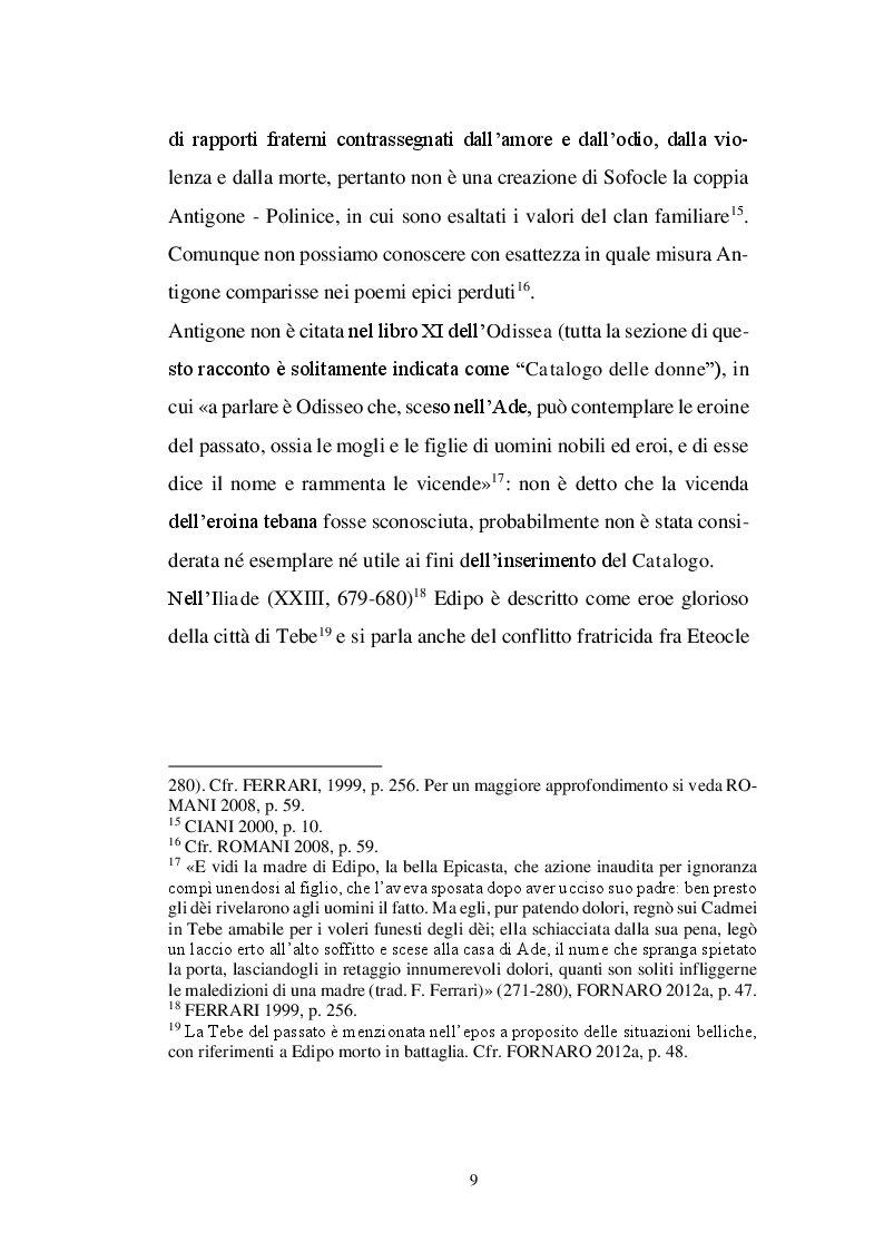 Anteprima della tesi: Il personaggio di Antigone da Sofocle alla tragedia rinascimentale, Pagina 8