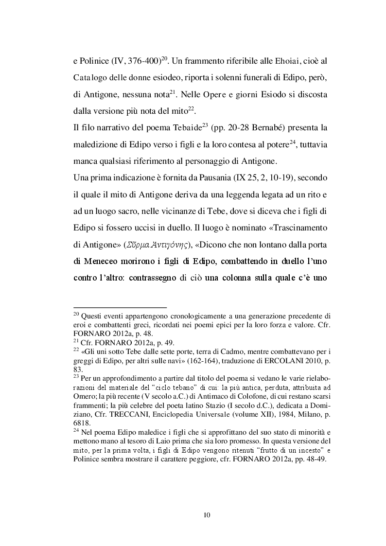 Anteprima della tesi: Il personaggio di Antigone da Sofocle alla tragedia rinascimentale, Pagina 9