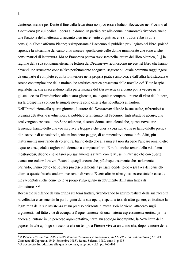 Anteprima della tesi: Amore e morte nella novella di Lisabetta da Messina di Giovanni Boccaccio, Pagina 3