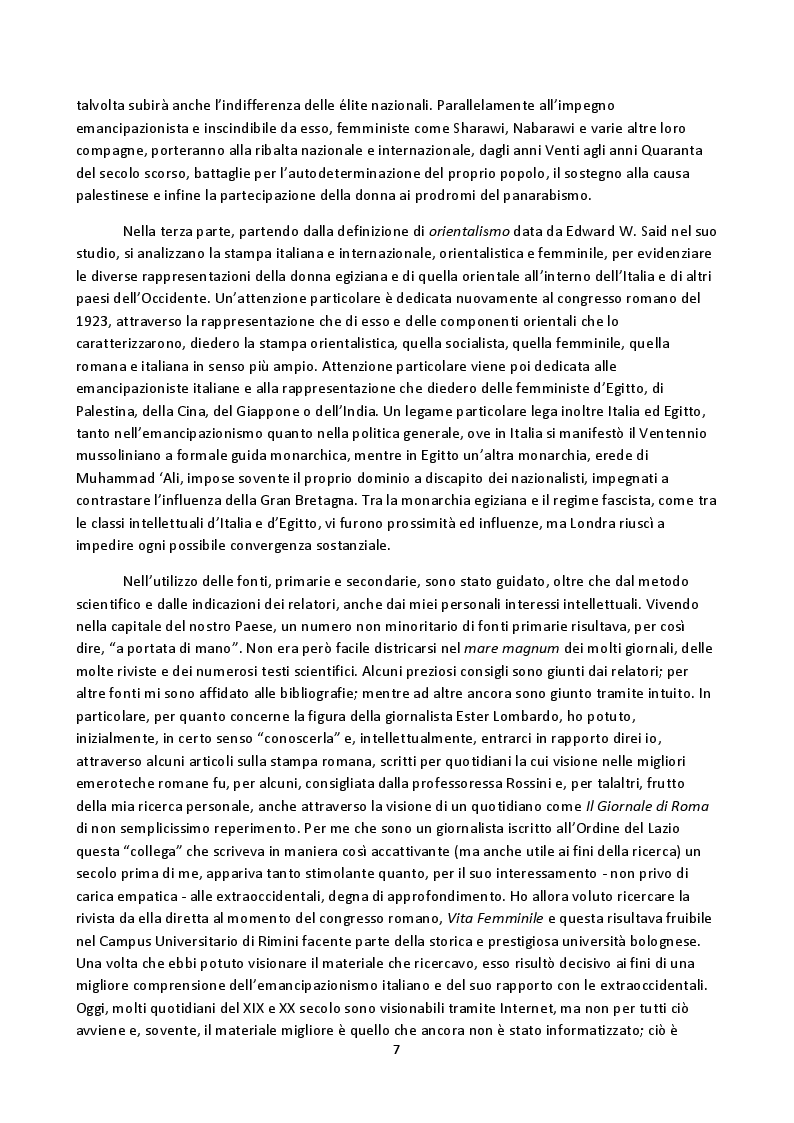 Anteprima della tesi: Hoda Sharawi e il movimento internazionale delle donne (1919-1947), Pagina 4