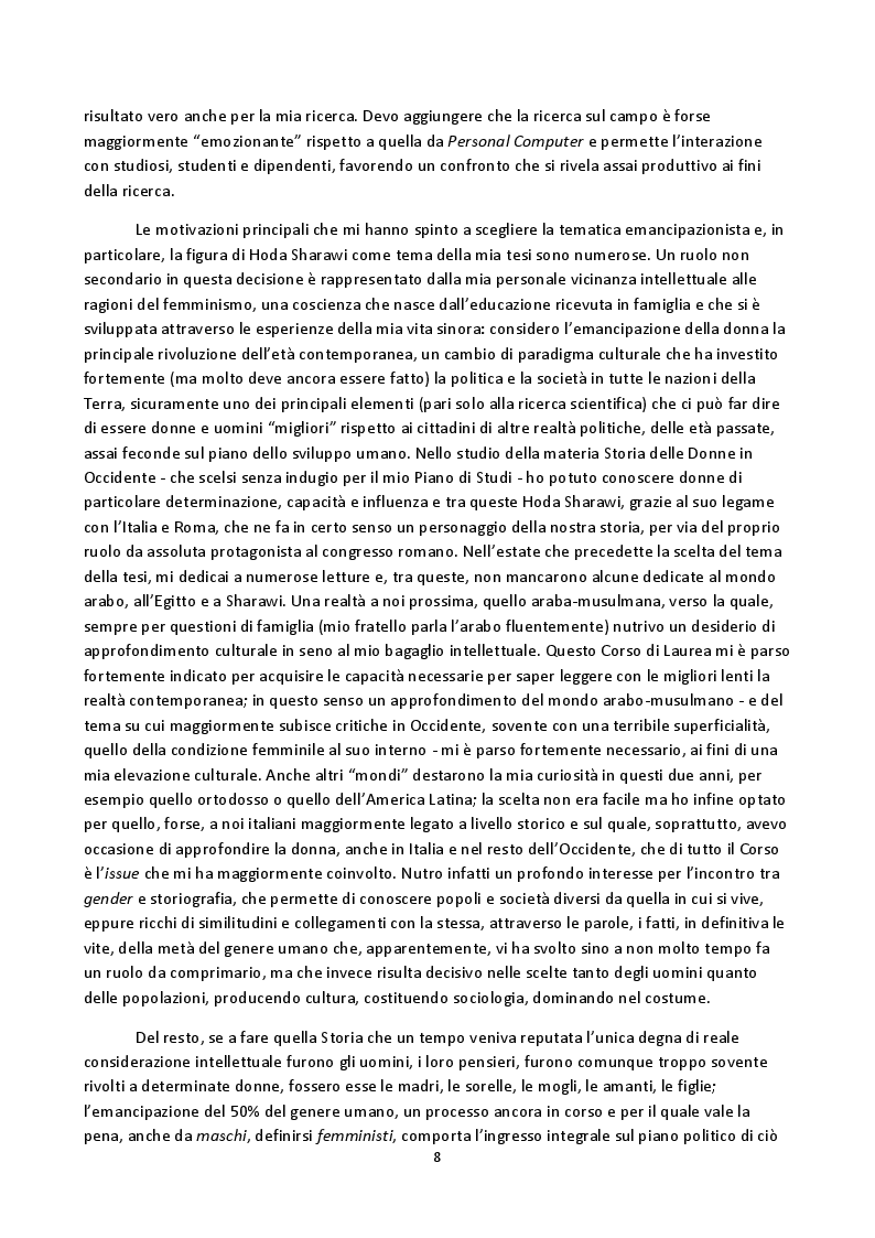Anteprima della tesi: Hoda Sharawi e il movimento internazionale delle donne (1919-1947), Pagina 5