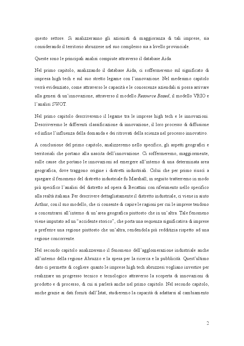 Anteprima della tesi: Analisi di settore del comparto High Tech in Abruzzo, Pagina 3