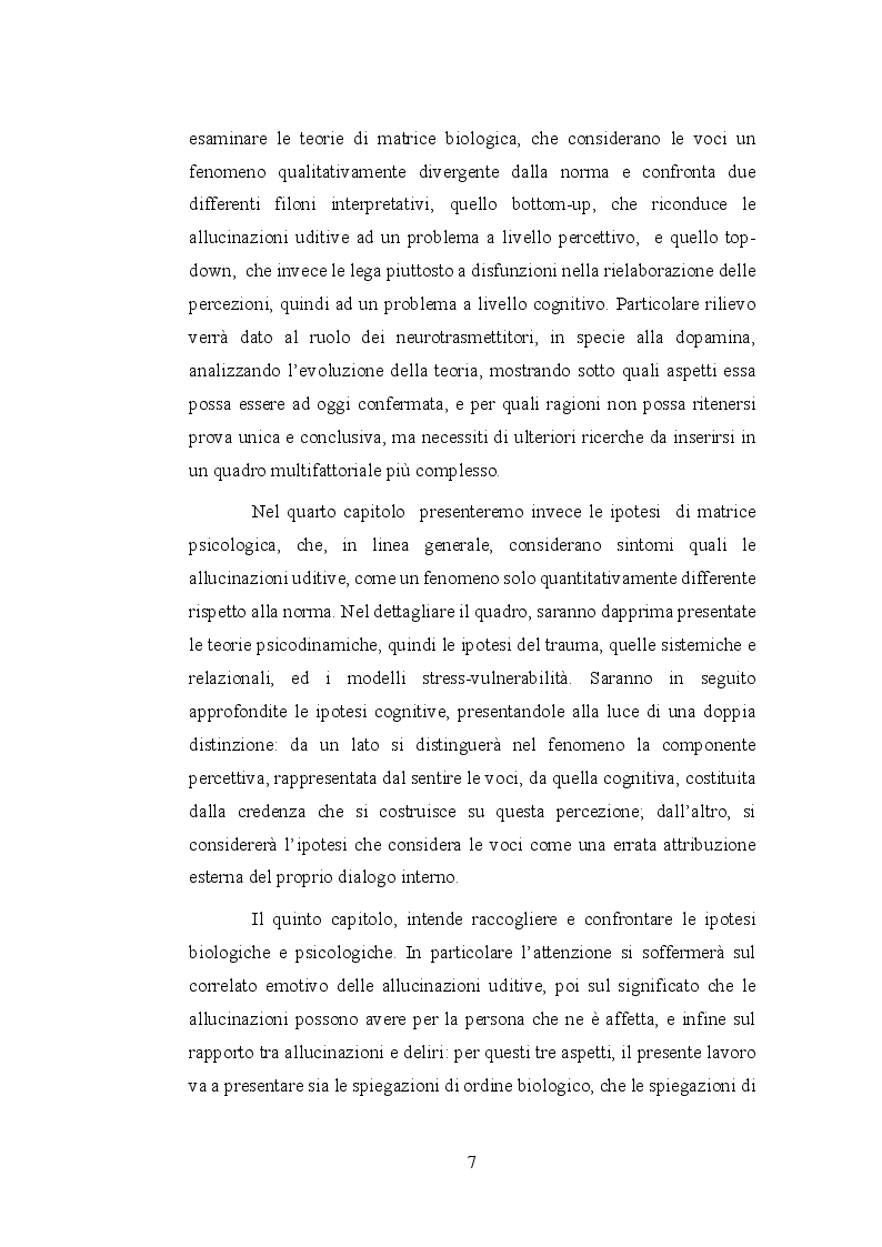 Anteprima della tesi: Le allucinazioni uditive nella schizofrenia: ipotesi biologiche ed ipotesi psicologiche a confronto, Pagina 4