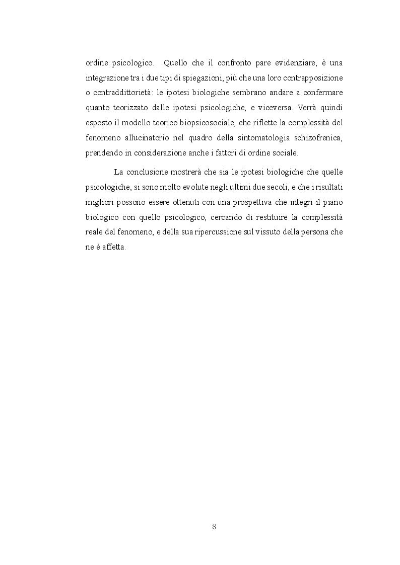 Anteprima della tesi: Le allucinazioni uditive nella schizofrenia: ipotesi biologiche ed ipotesi psicologiche a confronto, Pagina 5