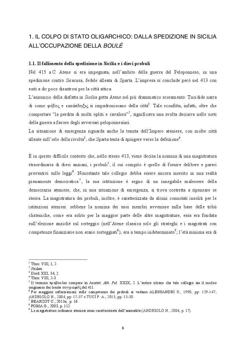 Anteprima della tesi: Il colpo di Stato dei Quattrocento ad Atene. Metodi di attuazione e aspetti istituzionali, Pagina 5