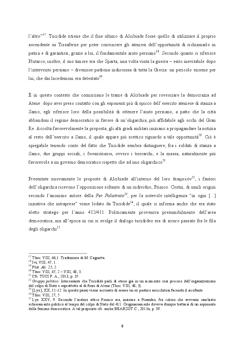Anteprima della tesi: Il colpo di Stato dei Quattrocento ad Atene. Metodi di attuazione e aspetti istituzionali, Pagina 7
