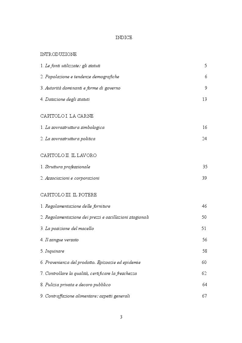 Indice della tesi: I beccai dell'area subalpina medievale. Economia, potere lavoro., Pagina 1