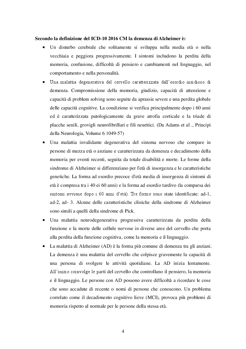 Anteprima della tesi: La stimolazione cognitiva nella malattia di Alzheimer: descrizione di una esperienza, Pagina 3