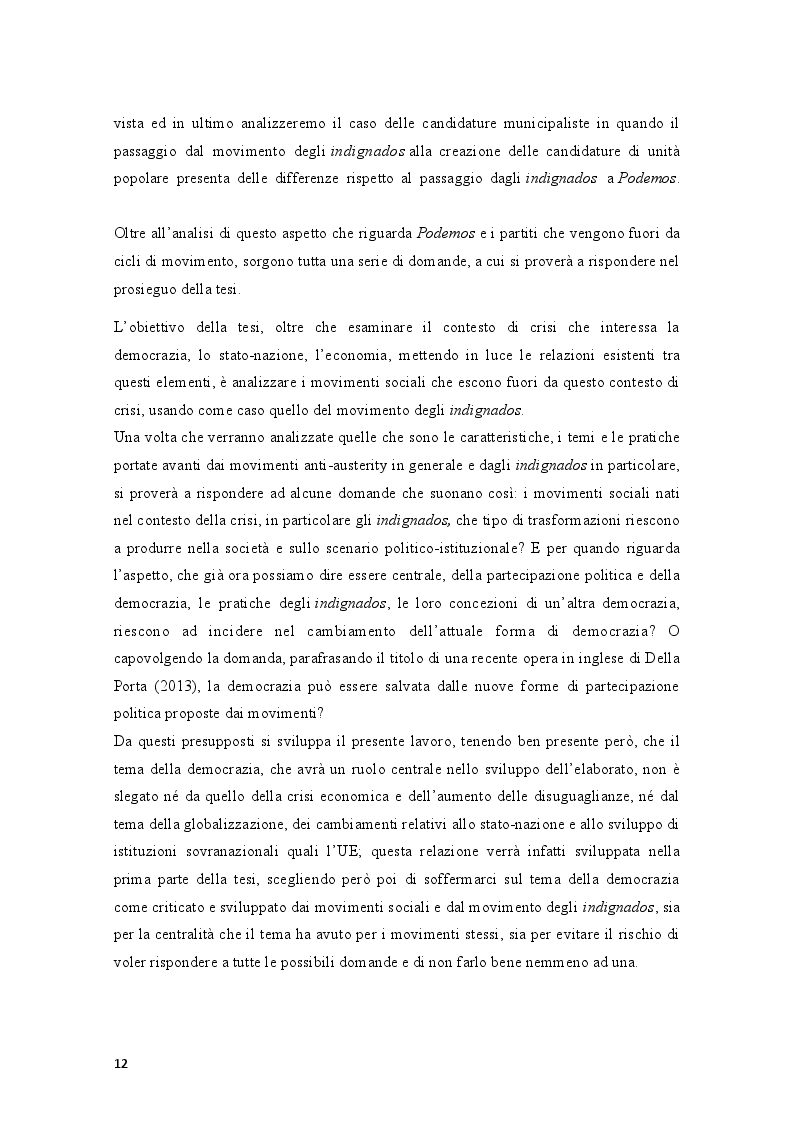 Anteprima della tesi: Movimenti sociali e democrazia nell'epoca della crisi: il caso degli indignados, Pagina 10