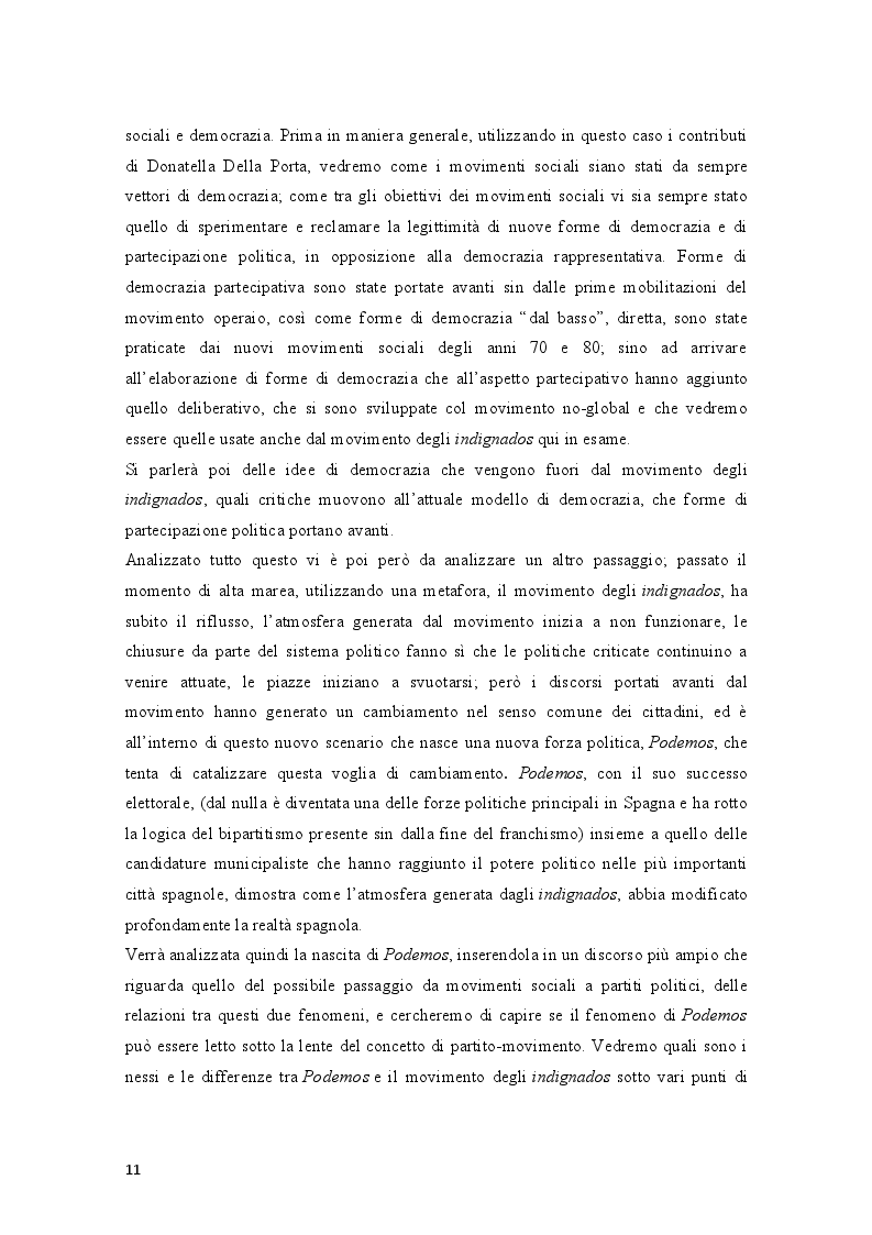 Anteprima della tesi: Movimenti sociali e democrazia nell'epoca della crisi: il caso degli indignados, Pagina 9
