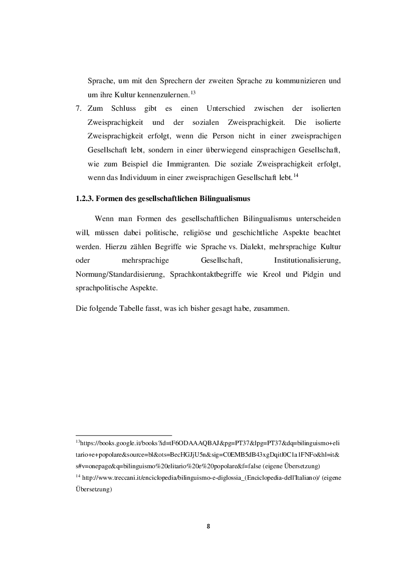Estratto dalla tesi: Die Zweisprachigkeit: Eine Ressource in der frühen Kindheit