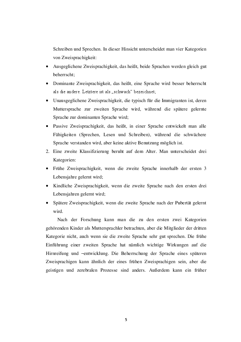 Anteprima della tesi: Die Zweisprachigkeit: Eine Ressource in der frühen Kindheit, Pagina 4