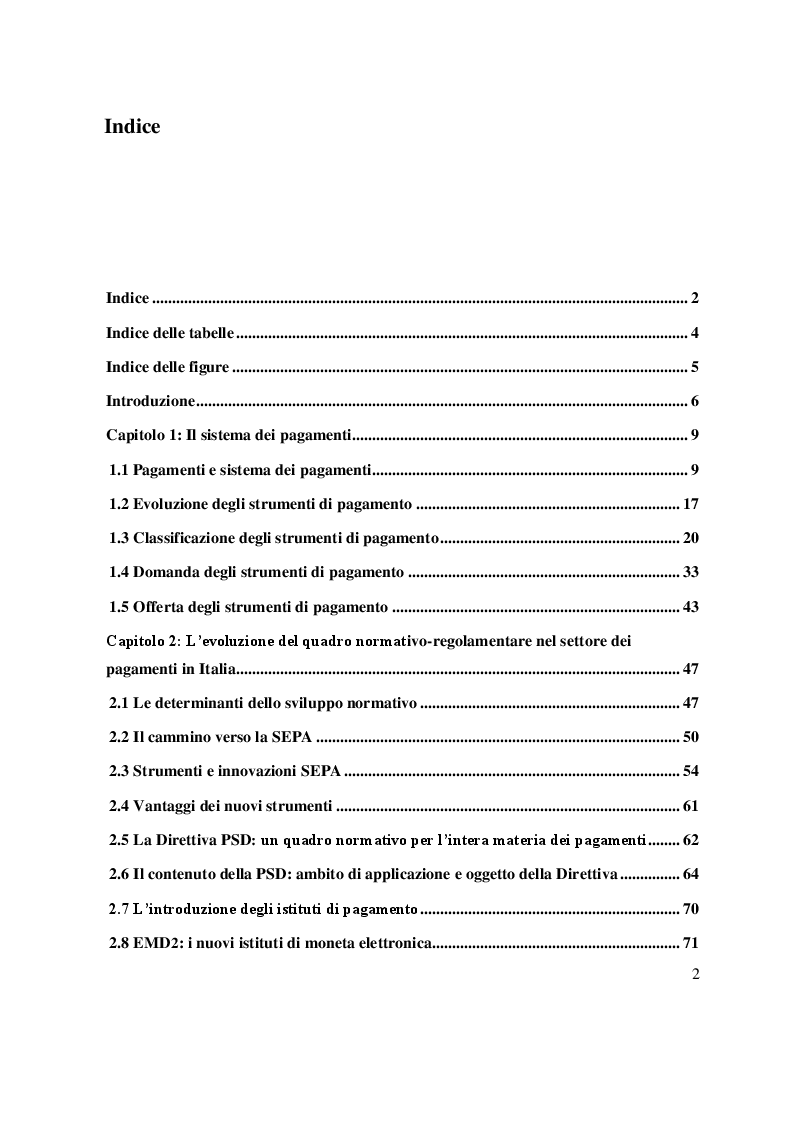 Indice della tesi: Open Banking e PSD2: sfide ed opportunità per le banche, Pagina 1