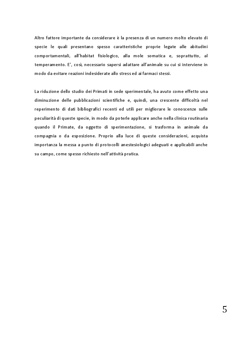 Anteprima della tesi: Protocolli applicabili nella pratica anestesiologica sui primati, Pagina 3