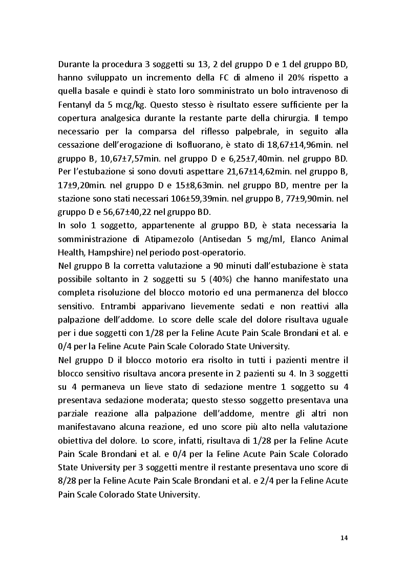 Estratto dalla tesi: Effetti Analgesici e Cardiovascolari della Dexmedetomidina in Somministrazione Intratecale nel Gatto
