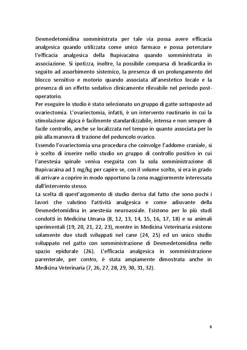Anteprima della tesi: Effetti Analgesici e Cardiovascolari della Dexmedetomidina in Somministrazione Intratecale nel Gatto, Pagina 5