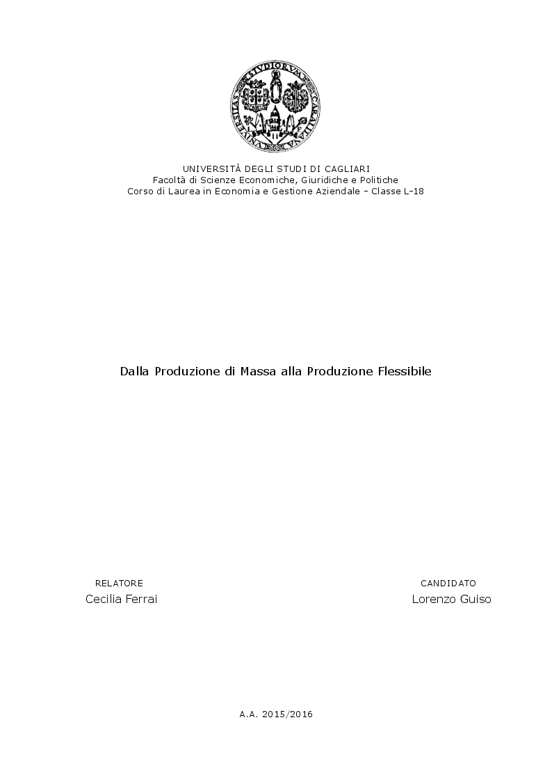 Anteprima della tesi: Dalla Produzione di Massa alla Produzione Flessibile, Pagina 1