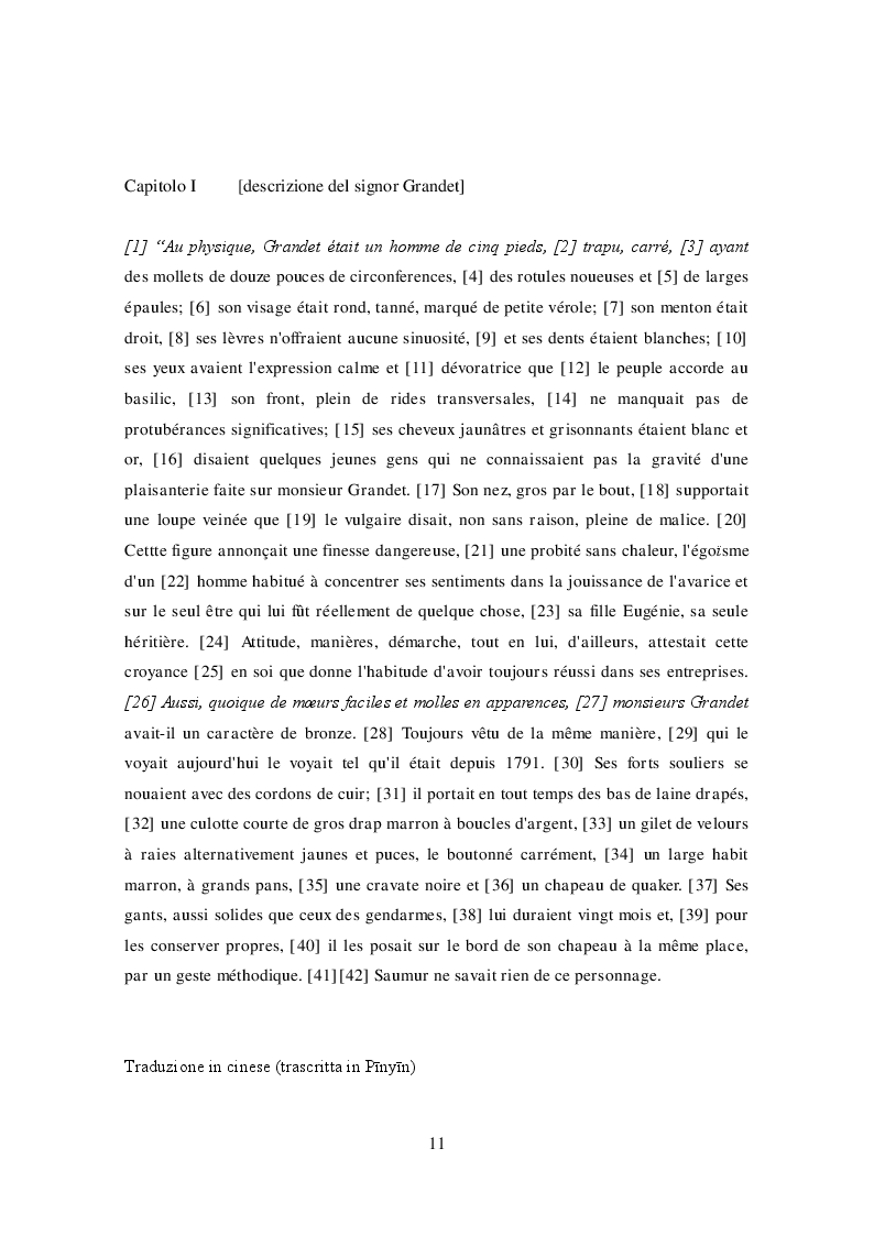 Estratto dalla tesi: Eugènie Grandet sotto cieli lontani - Confronto tra il romanzo originale di Balzac e la traduzione in lingua cinese