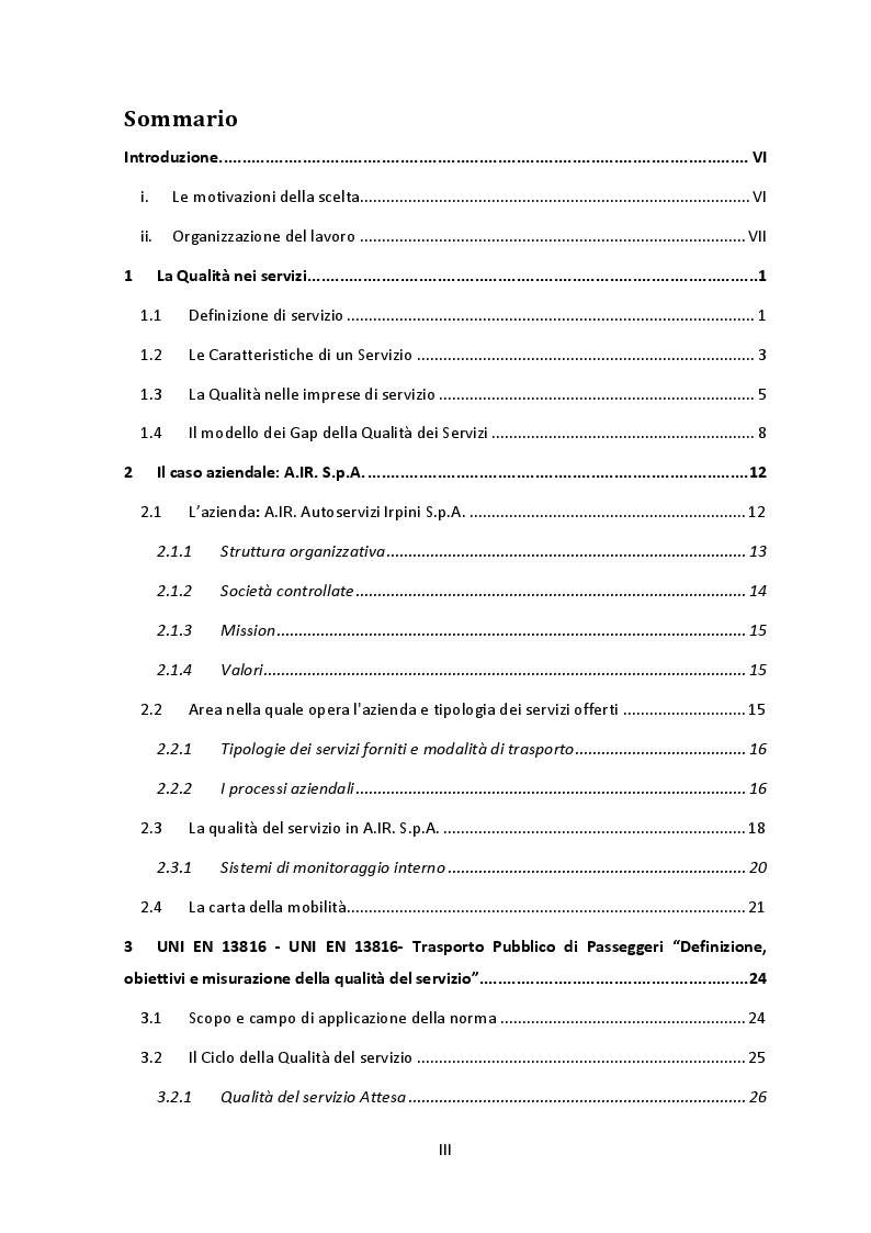 Indice della tesi: Analisi e Applicazione dei requisiti normativi UNI EN 13816 ad un servizio di trasporto pubblico, Pagina 1