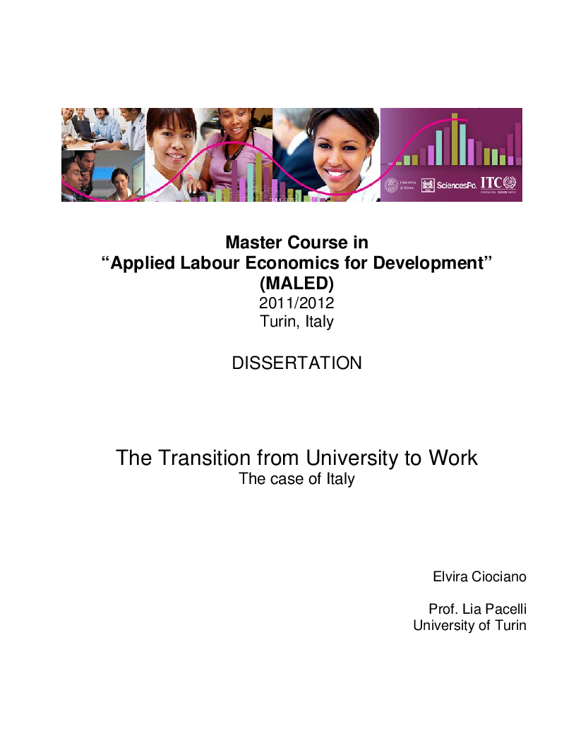 Anteprima della tesi: The Transition from University to Work - The case of Italy, Pagina 1
