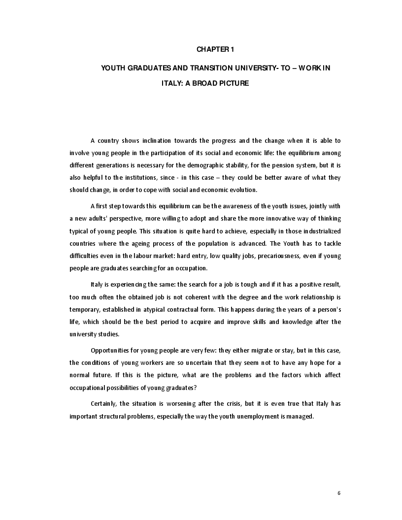 Anteprima della tesi: The Transition from University to Work - The case of Italy, Pagina 4