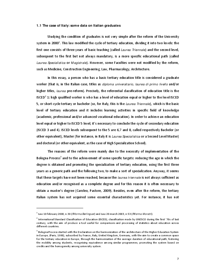 Anteprima della tesi: The Transition from University to Work - The case of Italy, Pagina 5