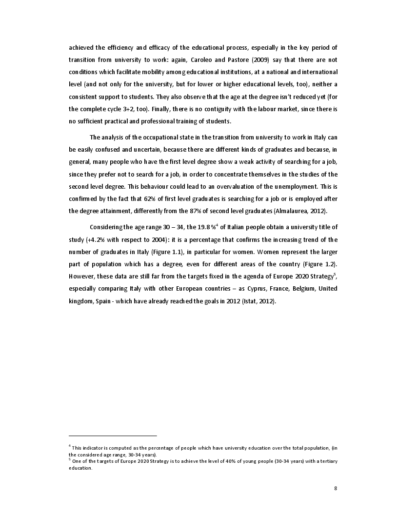 Anteprima della tesi: The Transition from University to Work - The case of Italy, Pagina 6