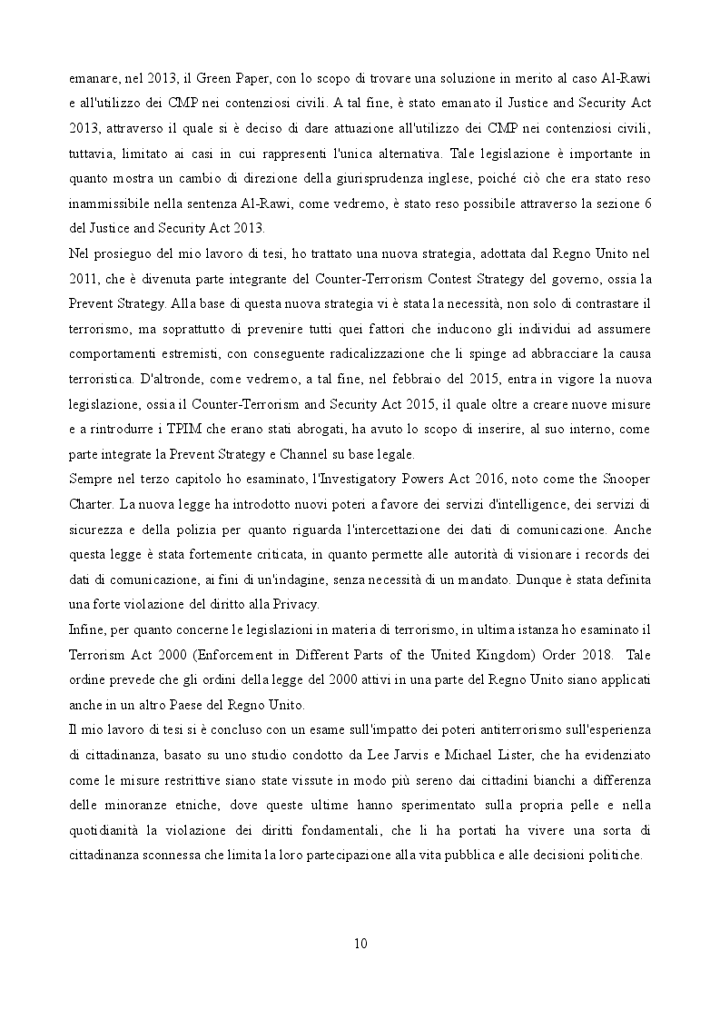 Anteprima della tesi: La legislazione anti-terrorismo nel Regno Unito tra sicurezza pubblica e tutela dei diritti umani, Pagina 6