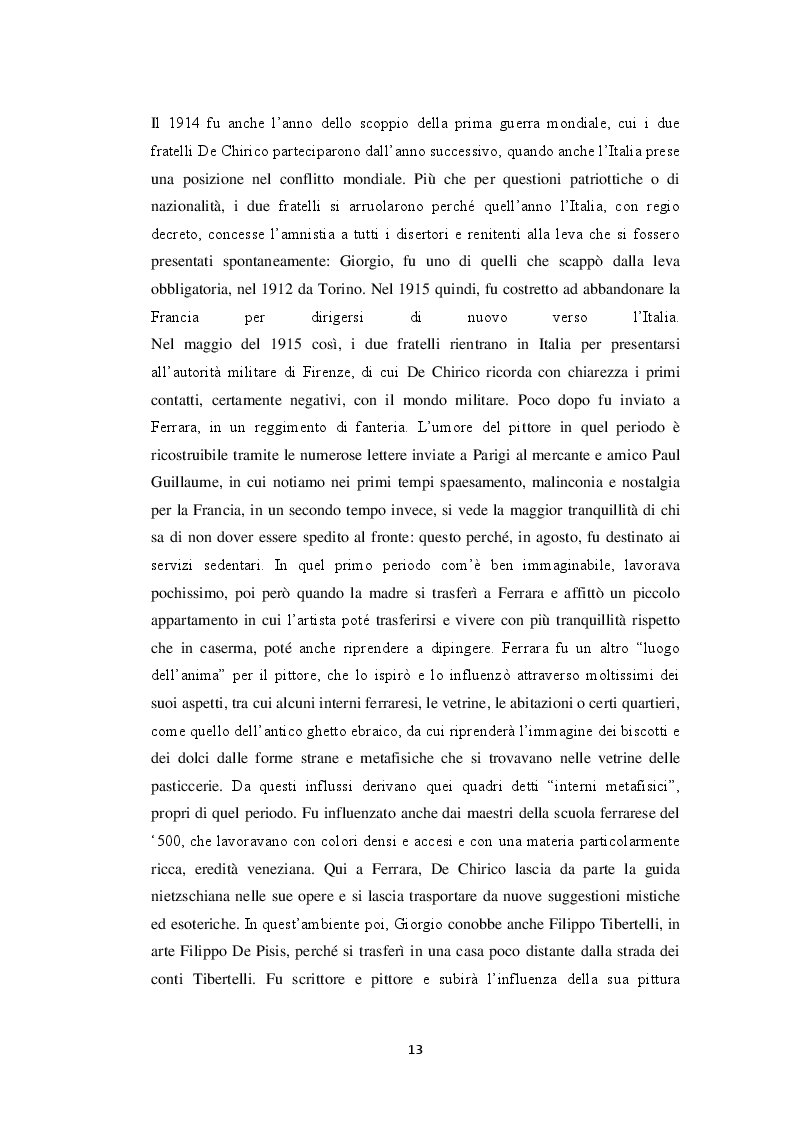 Estratto dalla tesi: Storiografia artistica e Giorgio de Chirico: il periodo parigino.