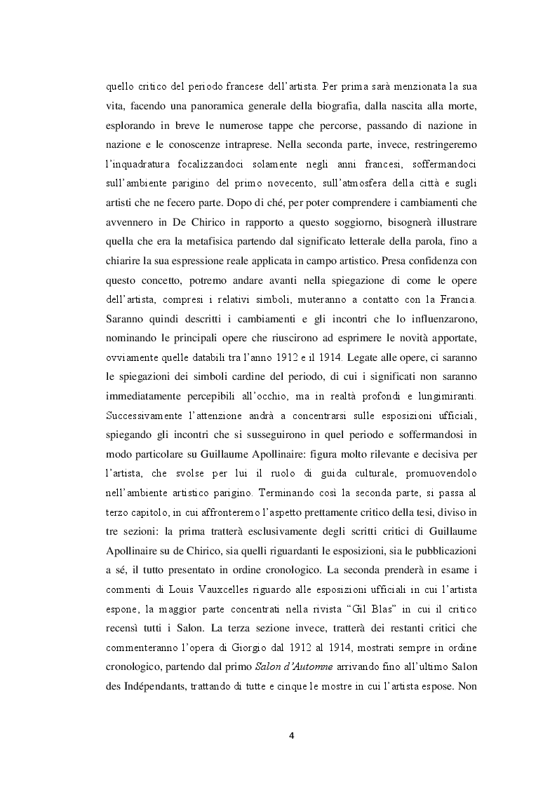 Anteprima della tesi: Storiografia artistica e Giorgio de Chirico: il periodo parigino., Pagina 3