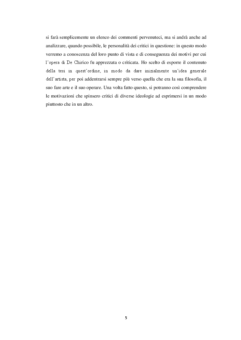 Anteprima della tesi: Storiografia artistica e Giorgio de Chirico: il periodo parigino., Pagina 4