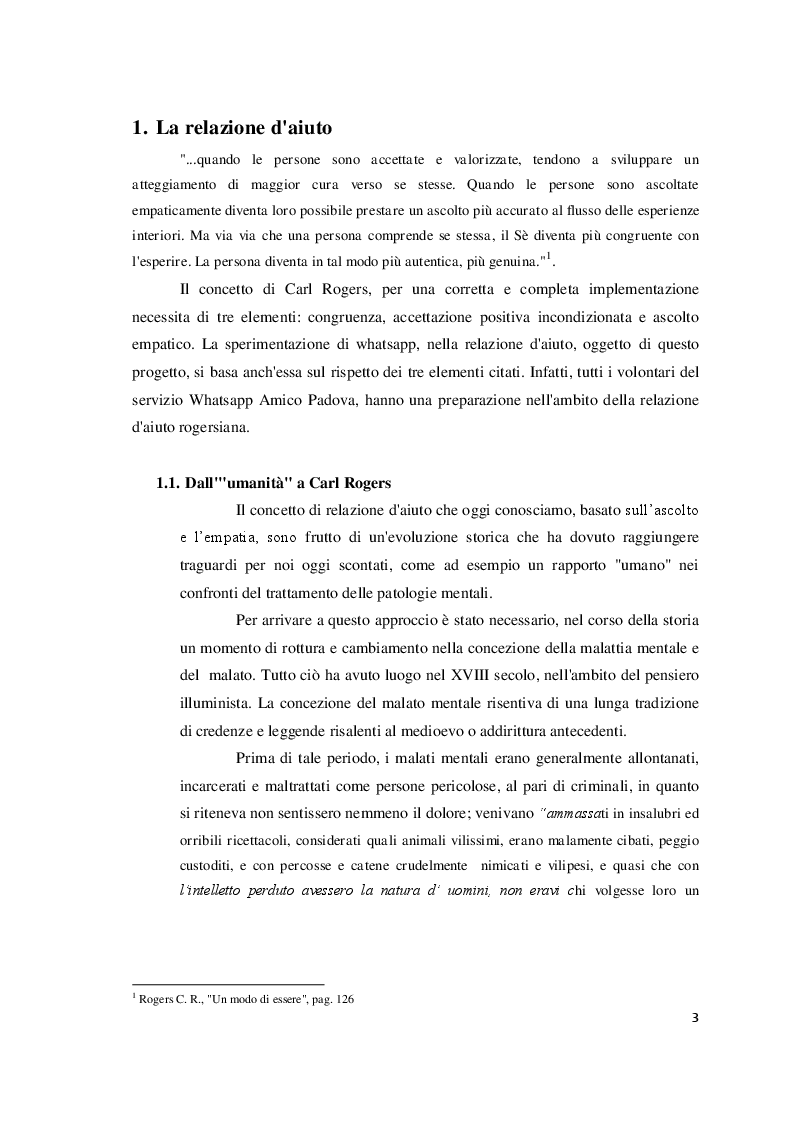 Anteprima della tesi: Relazione d'aiuto e nuove tecnologie: il progetto "Whatsapp Amico Padova", Pagina 4