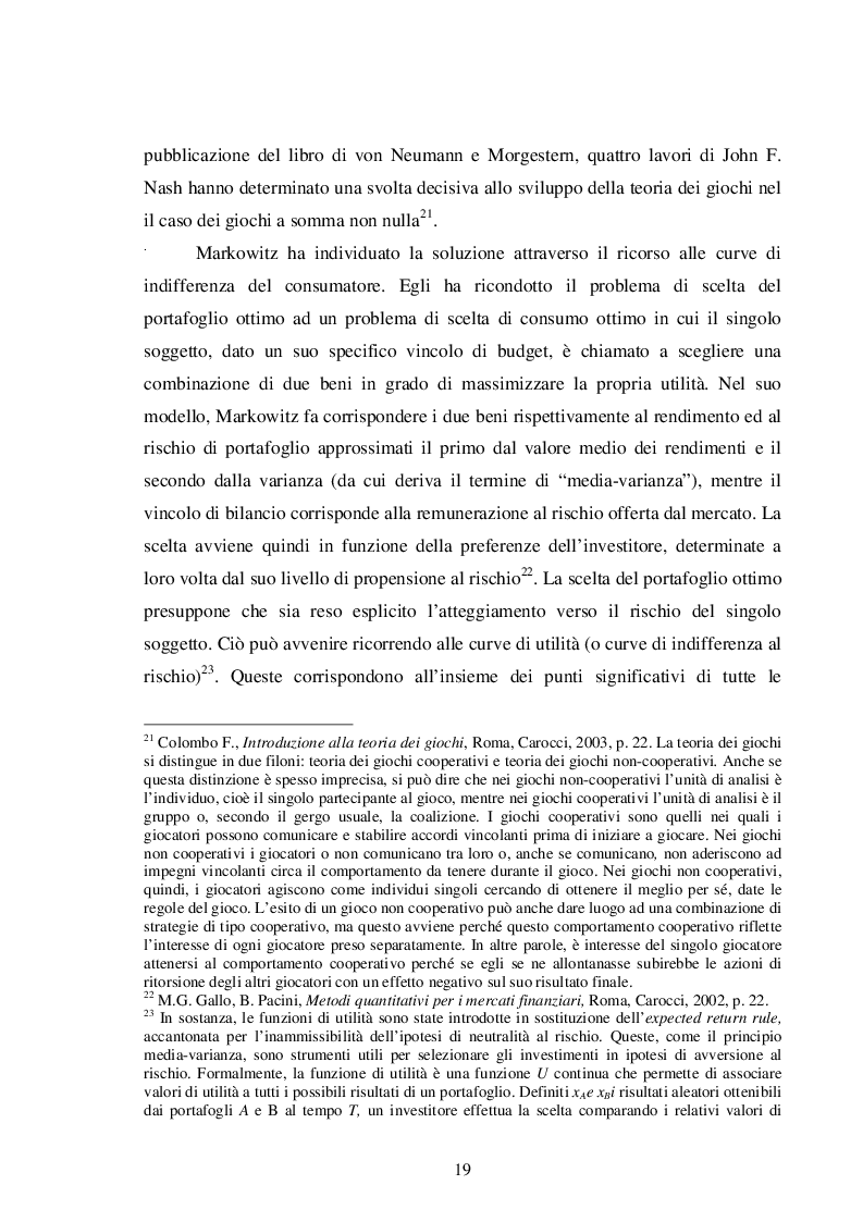 Estratto dalla tesi: La teoria del portafoglio di Markowitz