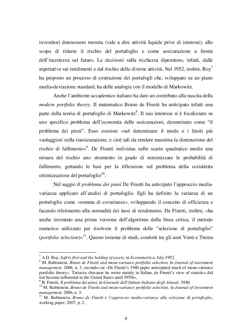 Anteprima della tesi: La teoria del portafoglio di Markowitz, Pagina 6