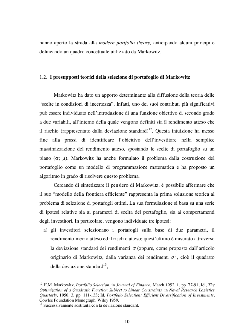 Anteprima della tesi: La teoria del portafoglio di Markowitz, Pagina 7