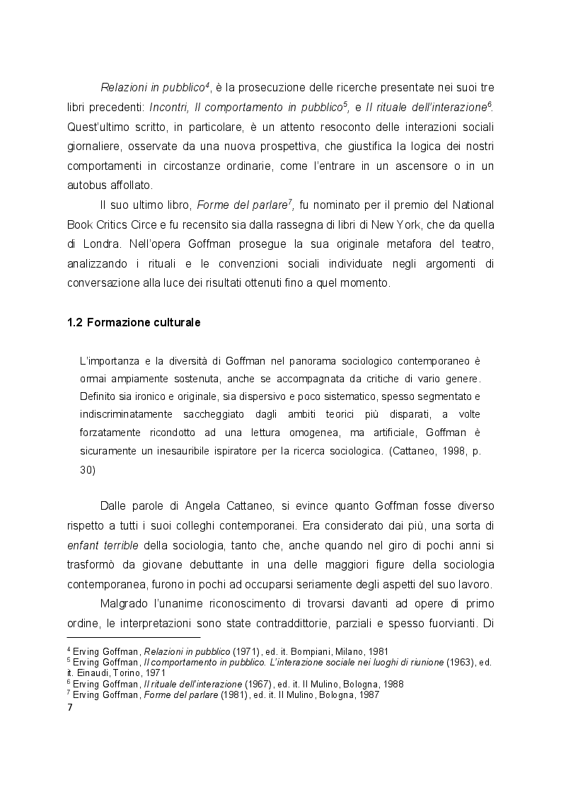 Anteprima della tesi: L'interazione secondo Erving Goffman e Harvey Sacks, Pagina 5
