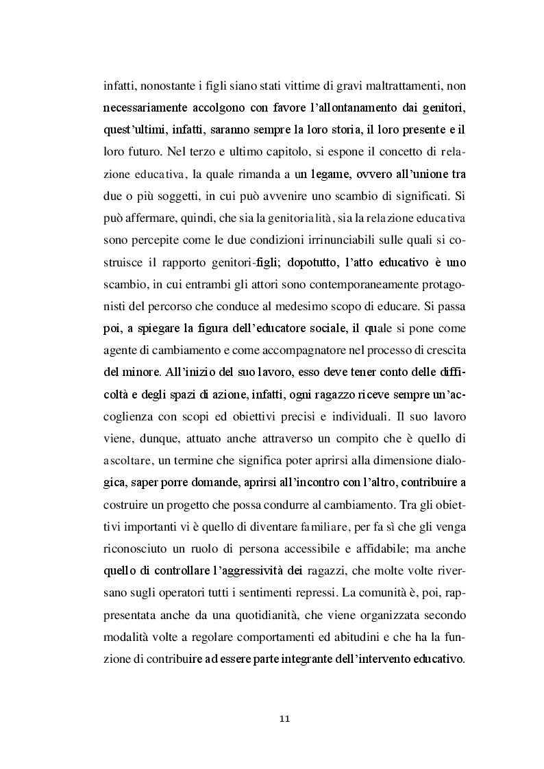 Anteprima della tesi: La relazione educativa nelle comunità per minori e il legame con la famiglia d'origine, Pagina 4