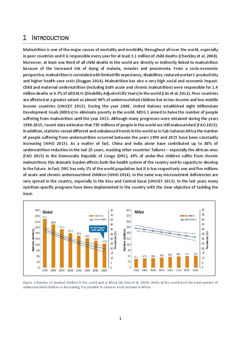 Anteprima della tesi: Baseline analysis of the underlying causes of child undernutrition in eight health-areas of Luisa - Central Kasai, Democratic Republic of Congo, Pagina 3