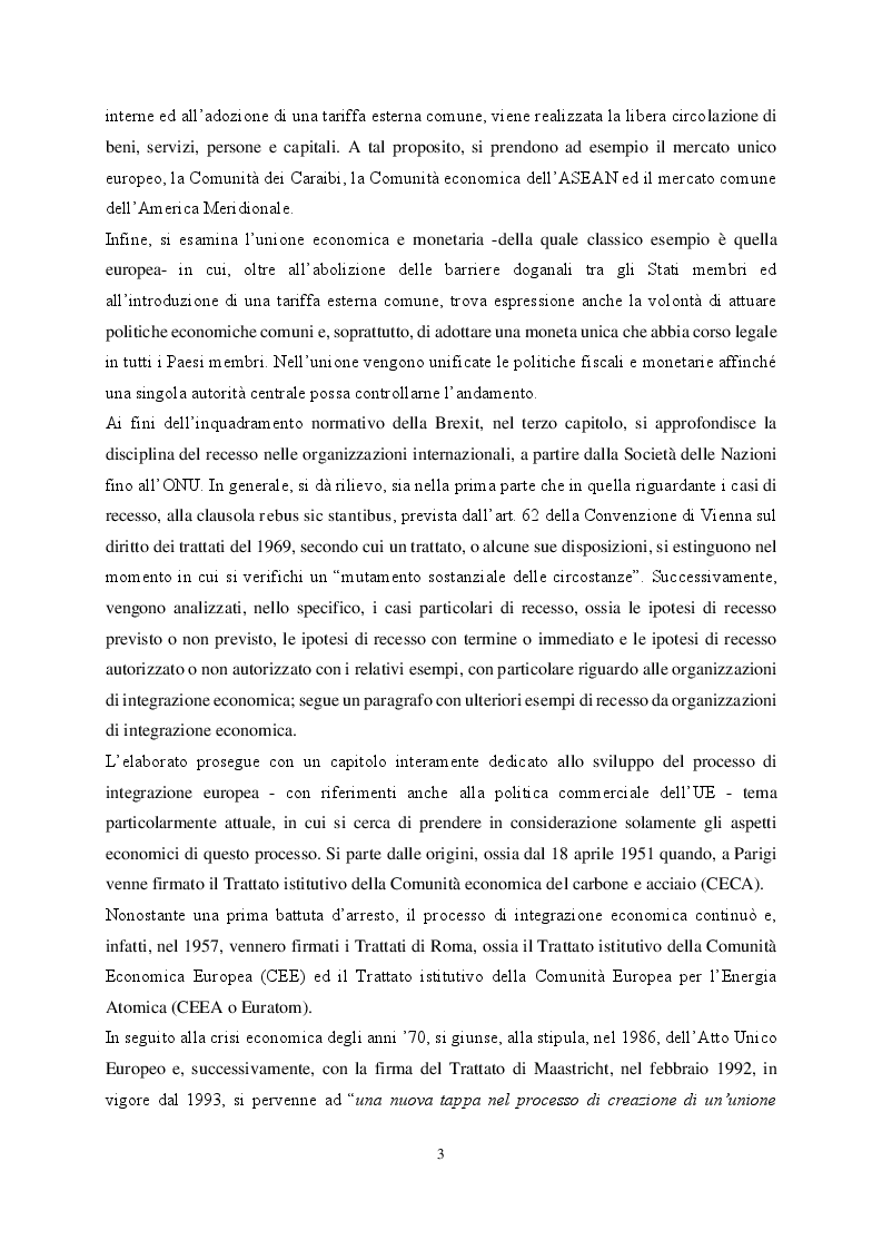 Anteprima della tesi: Le organizzazioni di integrazione economica regionale e la disciplina del recesso: il caso Brexit, Pagina 3