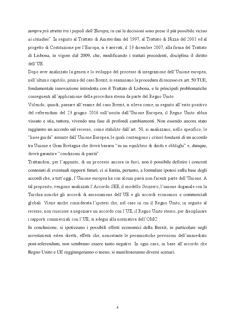 Anteprima della tesi: Le organizzazioni di integrazione economica regionale e la disciplina del recesso: il caso Brexit, Pagina 4