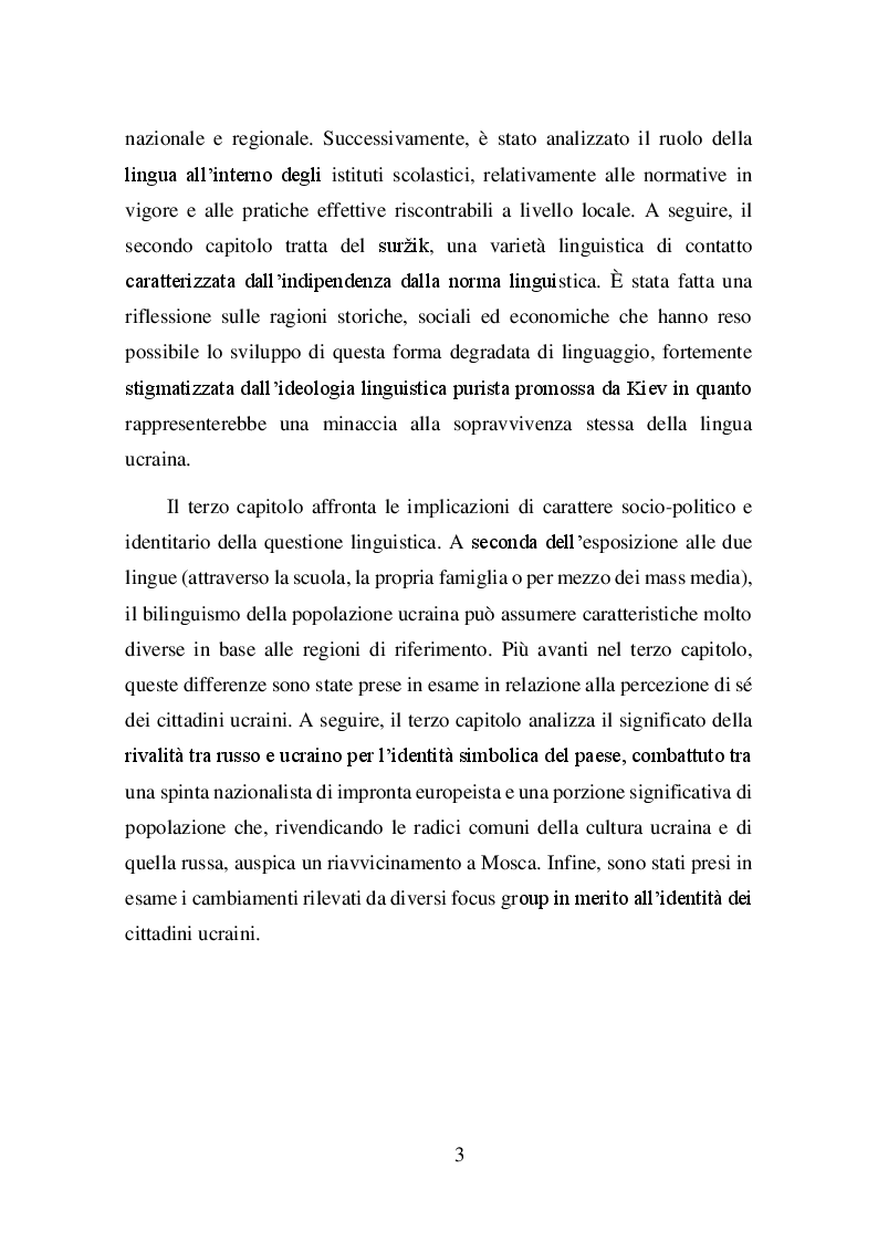 Anteprima della tesi: La questione linguistica in Ucraina, Pagina 3